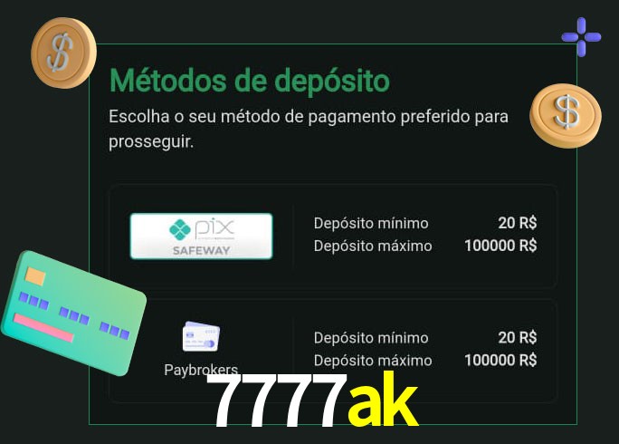 O cassino 7777ak oferece uma grande variedade de métodos de pagamento